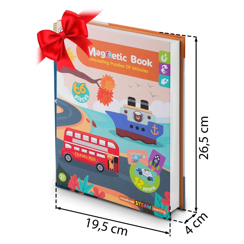 Color Day - Magnetic Puzzle Book Interesting Puzzles Of Vehicles (66 Pcs) - Suitable for Ages 3 Years & Up